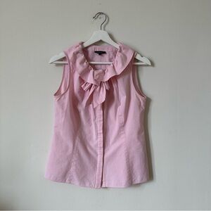 Lafayette 148 New York Pink Cotton Sleeveless Ruffle Button Down Top Size 4